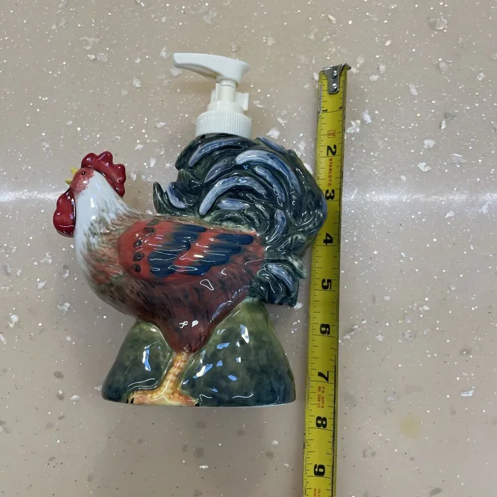 Susan Winget Certified International Rooster Lotion Soap Dispenser‎ Farmhouse